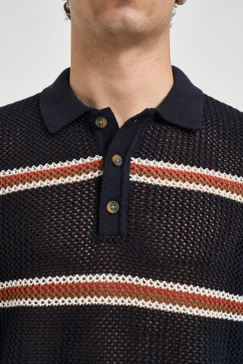Polo uomo in maglia a righe nera - 3