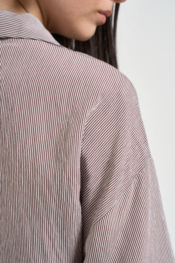 Abito donna a righe marrone e bianco - 8