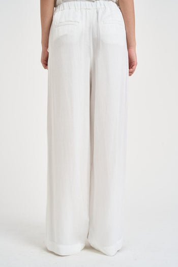 Pantalone donna gamba ampia bianco - 3