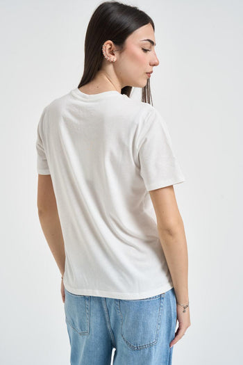 T-shirt donna con gioiello bianca - 3