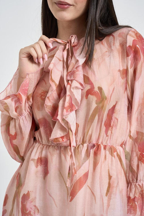 Abito donna corto floreale rosa - 2