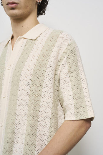 Men's striped perforated polo shirt - 5
