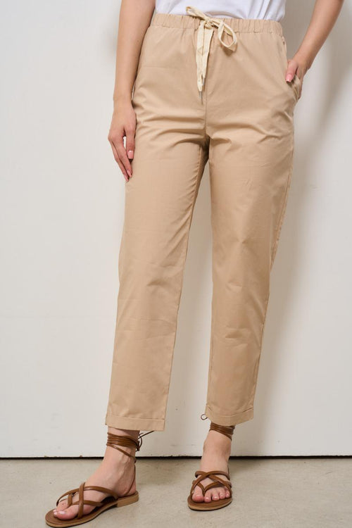 Pantalone donna beige slim fit