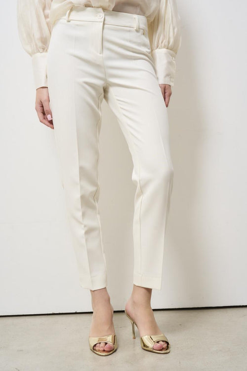 Women's skinny cream trousers - 2