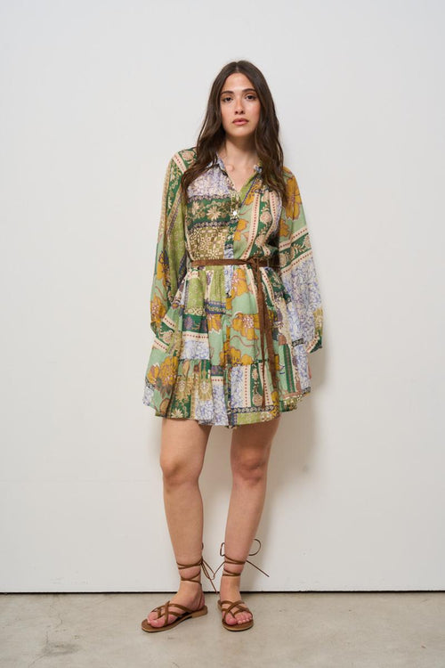 Abito donna mini fantasia verde