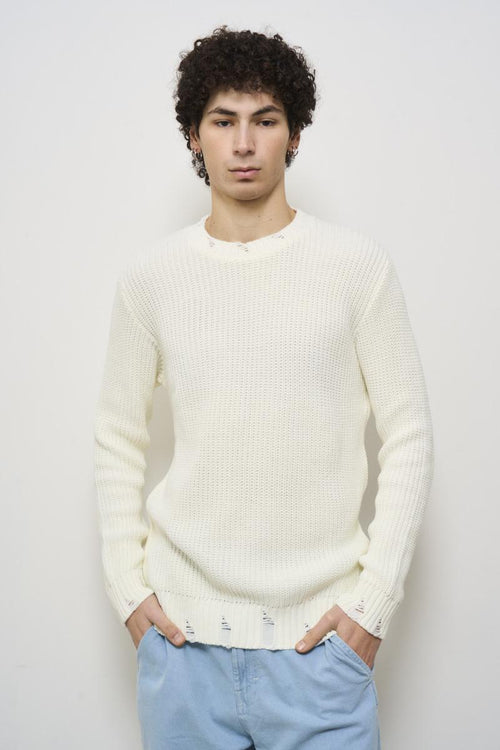 Men's white crew neck sweater