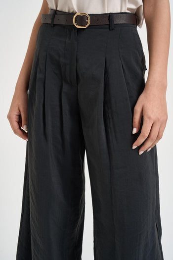 Pantalone donna con pinces nero - 5
