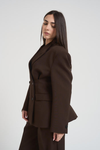 Giacca donna doppiopetto marrone - 4