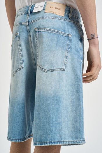 Bermuda uomo in denim chiaro - 3