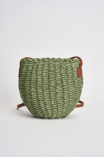 Borsa donna secchiello  in rafia verde - 5