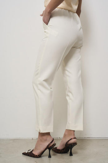 Pantalone donna a sigaretta panna - 5