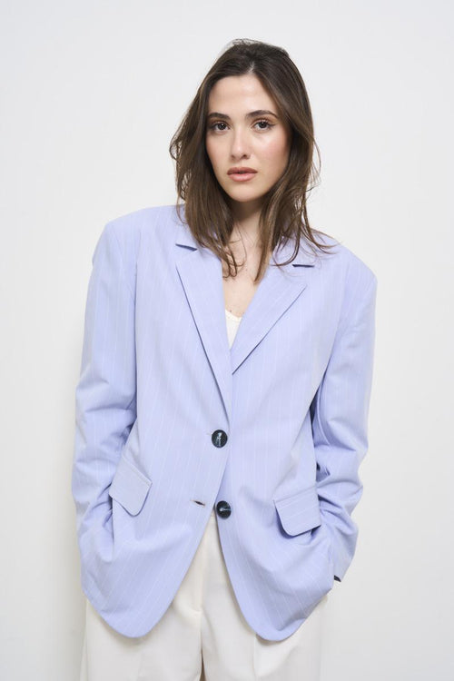 Women's light blue single-breasted jacket - 2