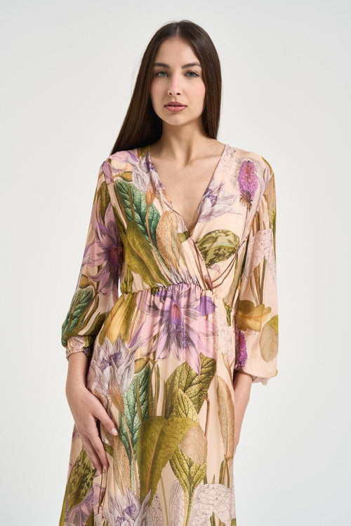 Abito donna lungo con stampa floreale multicolor - 2