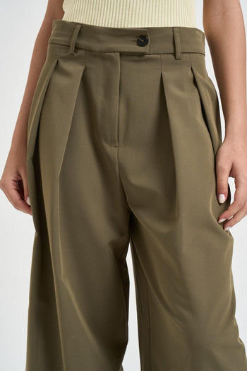 Pantalone donna gamba ampia verde - 5