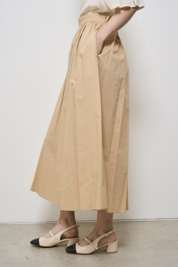 Women's beige poplin midi skirt - 4