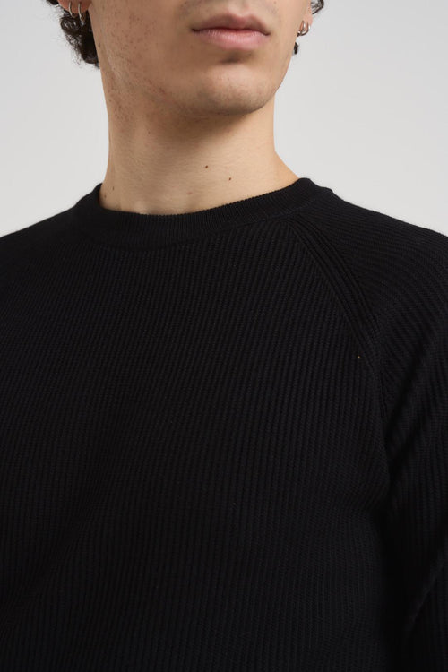 Maglia uomo girocollo a coste nera - 2