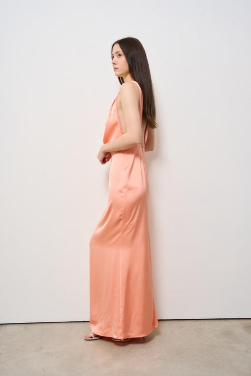Abito donna lungo Lolita rosa salmone - 2