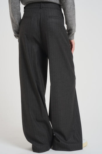 Pantalone donna a palazzo grigio antracite - 4