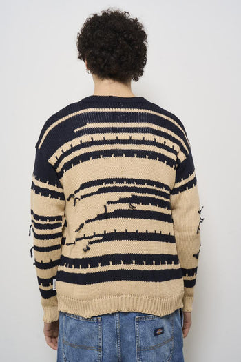 Cardigan uomo a righe beige - 4