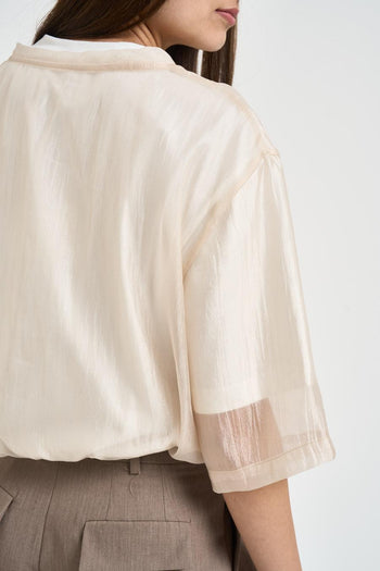 Blusa donna in organza panna - 5