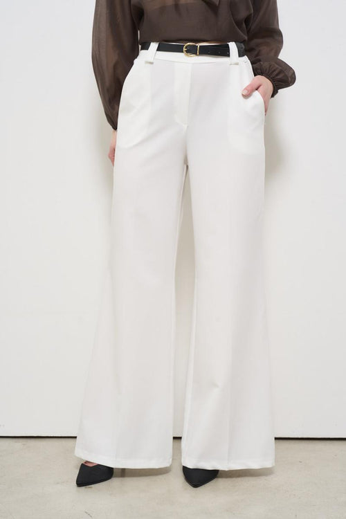 White women's trousers with belt