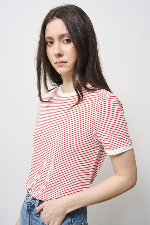 T-shirt donna rossa a righe - 2