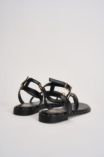Sandalo donna nero con anello oro - 7