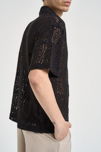 Camicia uomo traforata nera - 4