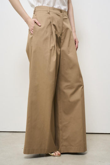 Pantalone donna beige con pinces - 3