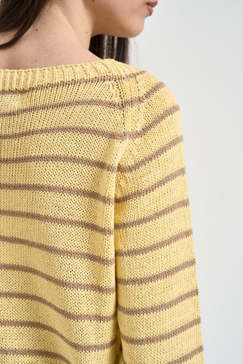 Maglia donna a righe gialla - 4