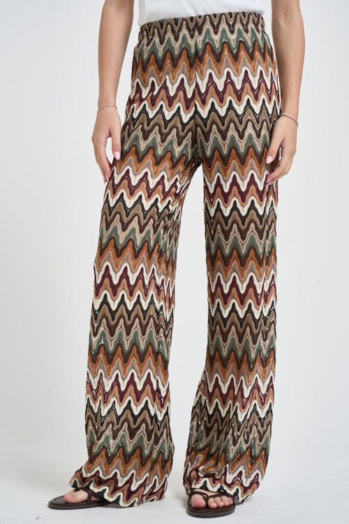 Pantalone donna fantasia multicolor verde - 2
