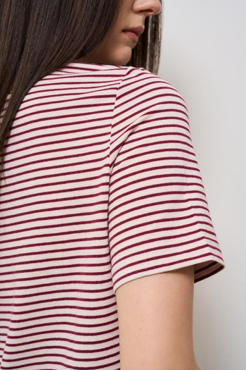 T-shirt donna a righe rossa - 5