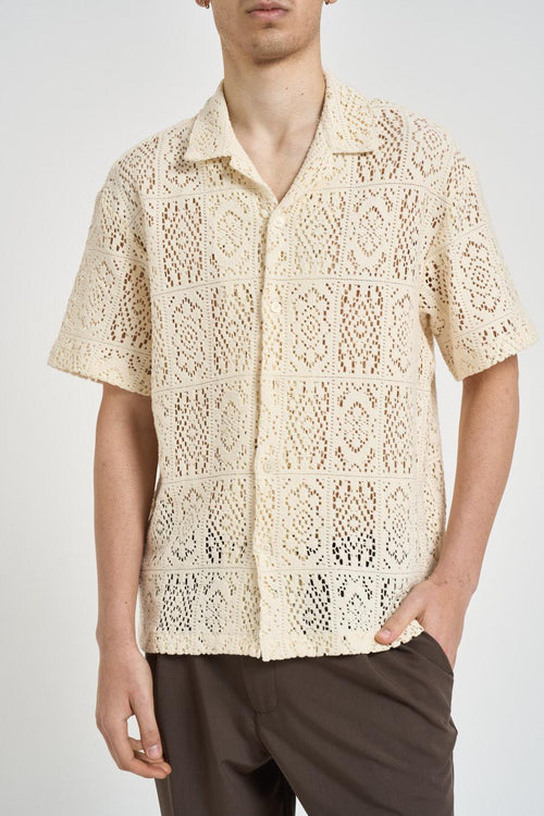 Camicia uomo traforata panna - 2