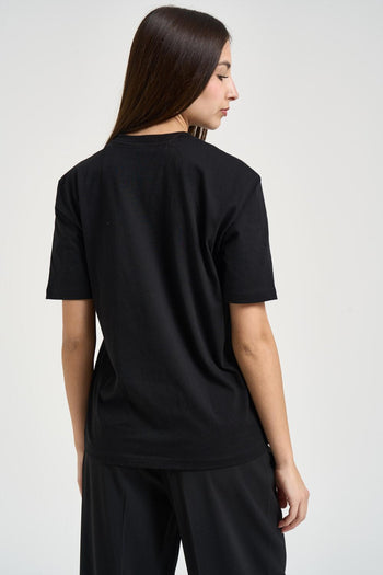 T-shirt donna girocollo nera - 4