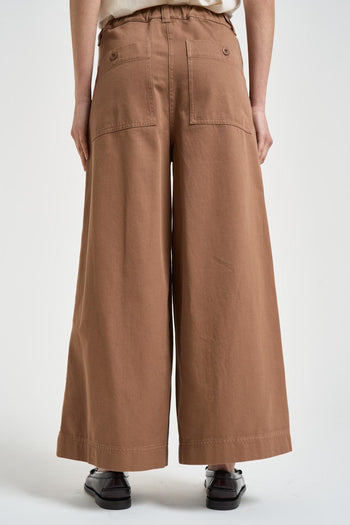 Pantaloni donna marroni a gamba ampia - 3