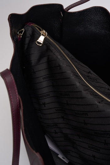 Borsa shopper donna in pelle bordeaux - 5