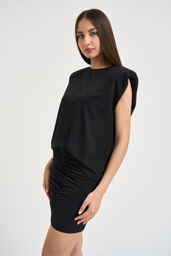 Blusa donna nera con spalline - 3