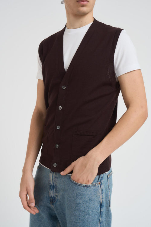 Gilet scollo a V uomo marrone