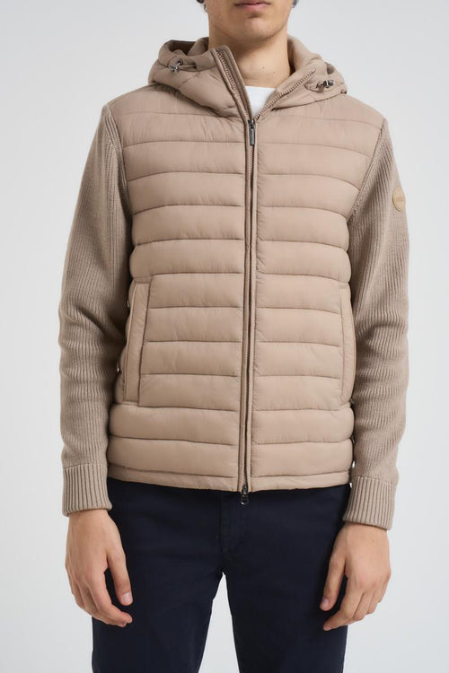 Piumino uomo con manica in maglia beige - 2
