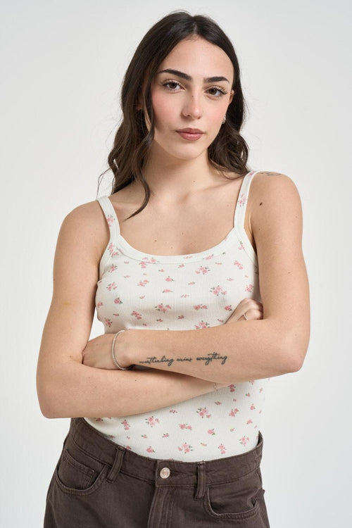 Top donna stampa floreale rosa