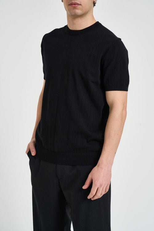 T-shirt uomo girocollo in maglia nero - 1