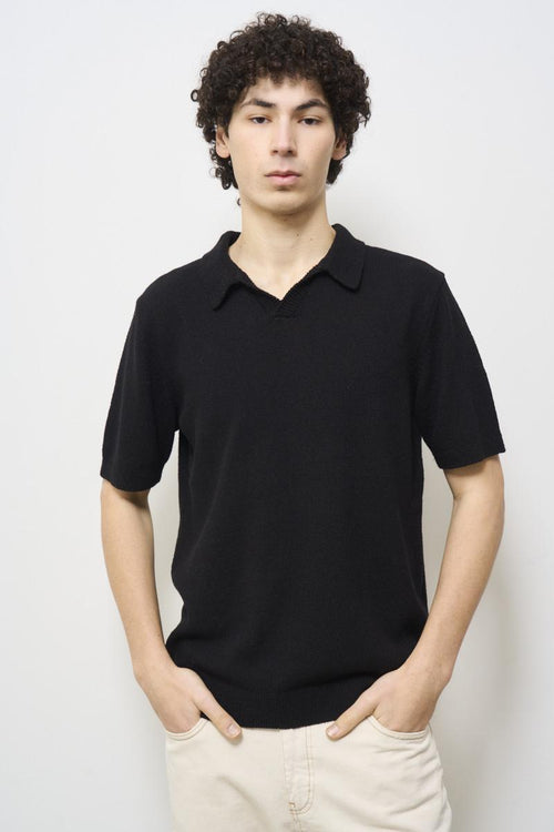 Polo uomo in maglia nera
