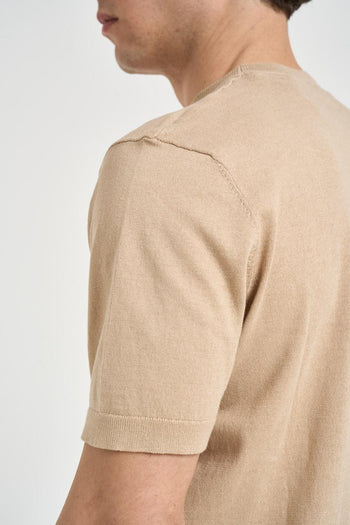 T-shirt uomo in maglia beige - 4