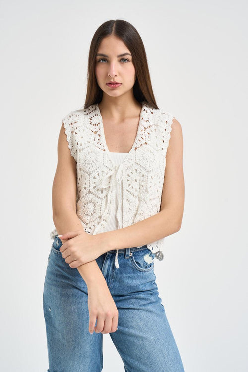 Gilet donna crochet bianco