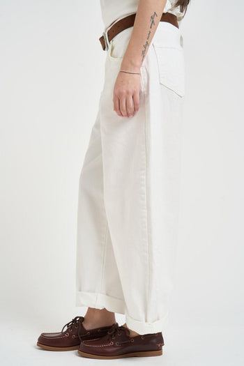 Jeans donna balloon in denim bianco - 3
