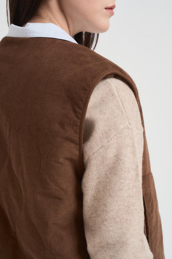 Gilet Seth donna velluto a coste marrone - 7