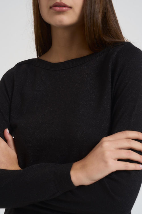 Maglia donna in lurex nera - 2
