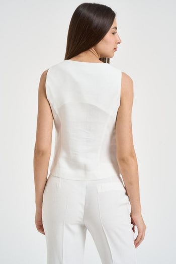 Completo donna gilet e pantalone bianco - 4