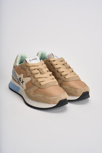 Sneakers donna suede cammello e beige - 3