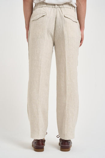 Pantalone uomo in lino beige - 3